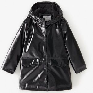 Zara girls black rubberized padded raincoat